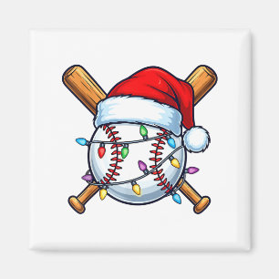 Imán Luces de Navidad de Béisbol Santa Navidad Béisbol