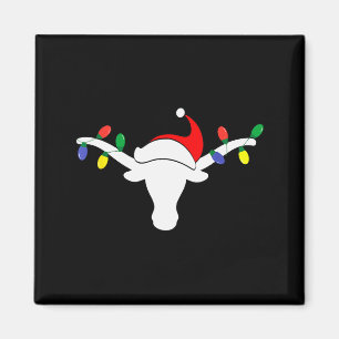 Imán Luces de Navidad de Longhorn Blanco Sombrero de Sa