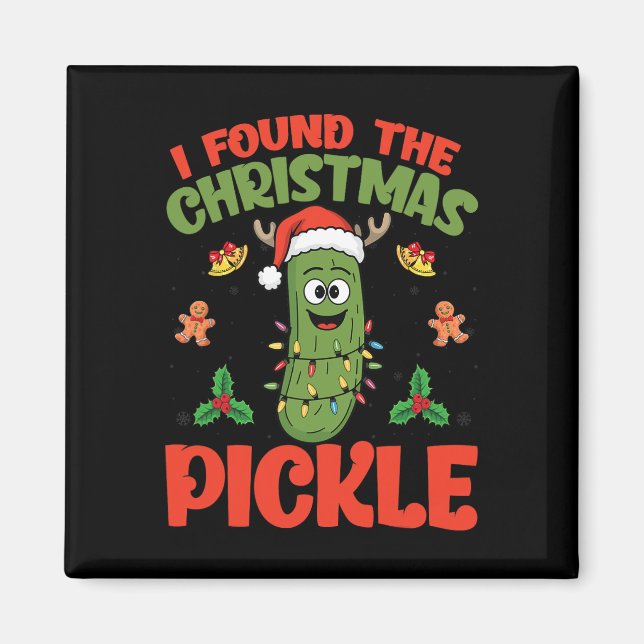 Imán Luces de Navidad de Pickle Santa Hat - Encontré la (Frente)
