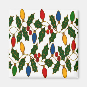 Imán Luces de Navidad y Acebo de Arte Cloisonne
