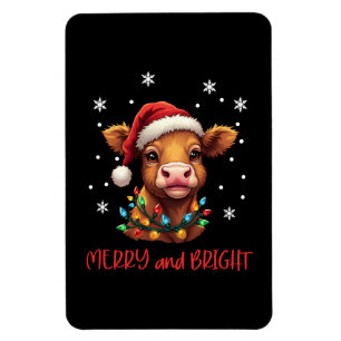 Imán Luces de Navidades de la vaca bebé en el Highland