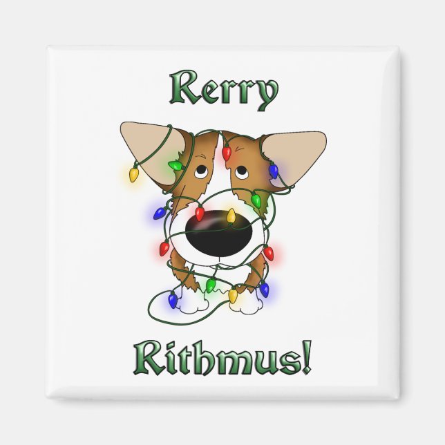 Imán Luces de Navidades de Pembroke Welsh Corgi (Frente)