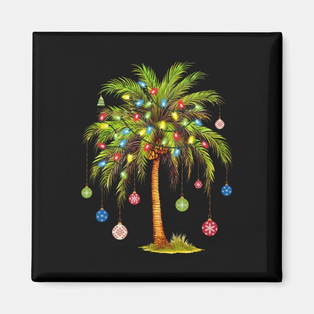 Imán Luces de palmera de Navidad hawaiana tropical Xmas (Frente)