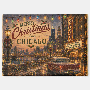 Imán Luces Navideñas de la Ciudad de Chicago en la Ruta