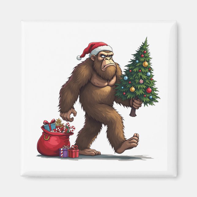 Imán Luces navideñas de Santa Bigfoot (Frente)