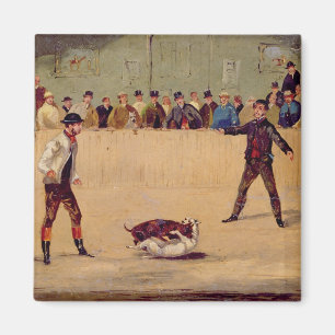 Imán Lucha del perro (aceite en el papel)