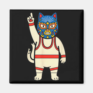 Imán Lucha Libre Gato Lucha Luchador Divertido Retro
