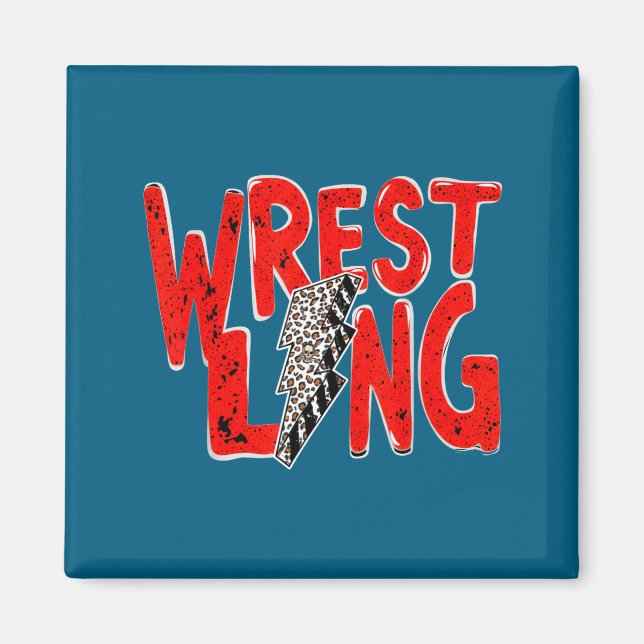 Imán Lucha libre vintage mamá papá leopardo relámpago  (Frente)
