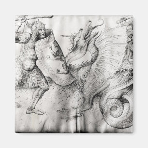 Imán Luche entre los guerreros y un dragón, c.1450