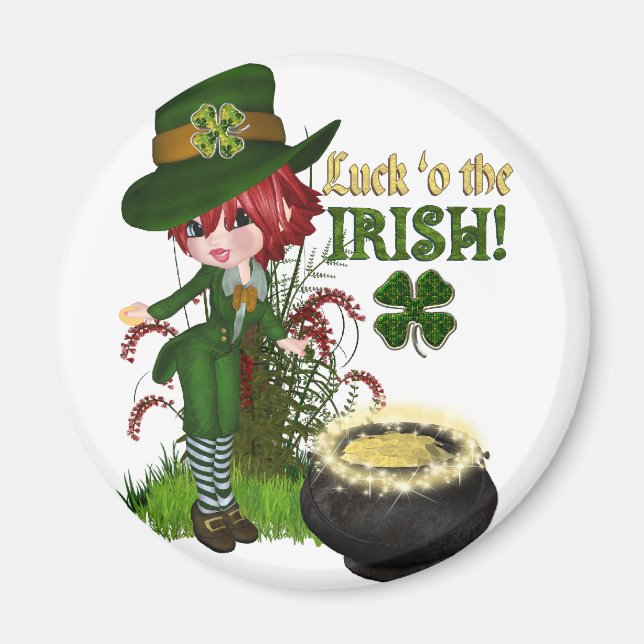 Imán Luck O'the Irish Leprechaun Magnet (Frente)