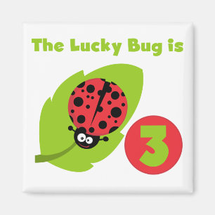 Imán Lucky Bug 3 Birthday T camisetas y regalos