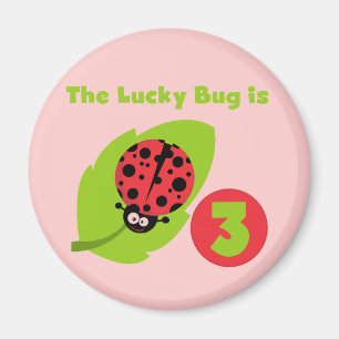 Imán Lucky Bug 3 Birthday T camisetas y regalos