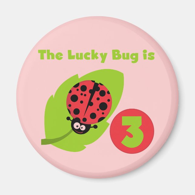 Imán Lucky Bug 3 Birthday T camisetas y regalos (Frente)