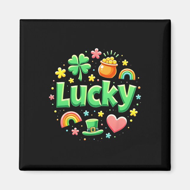 Imán Lucky Charm Patricks Day Pot Of Gold Irish Shamroc (Frente)