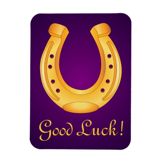Imán Lucky Golden Horseshoe Buena Suerte Púrpura Profun (Vertical)