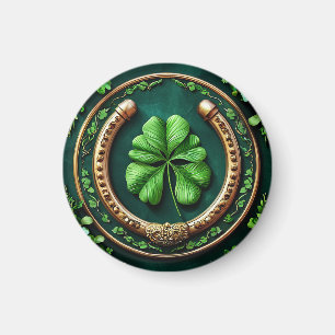 Imán Lucky Horseshoe and Clover Design