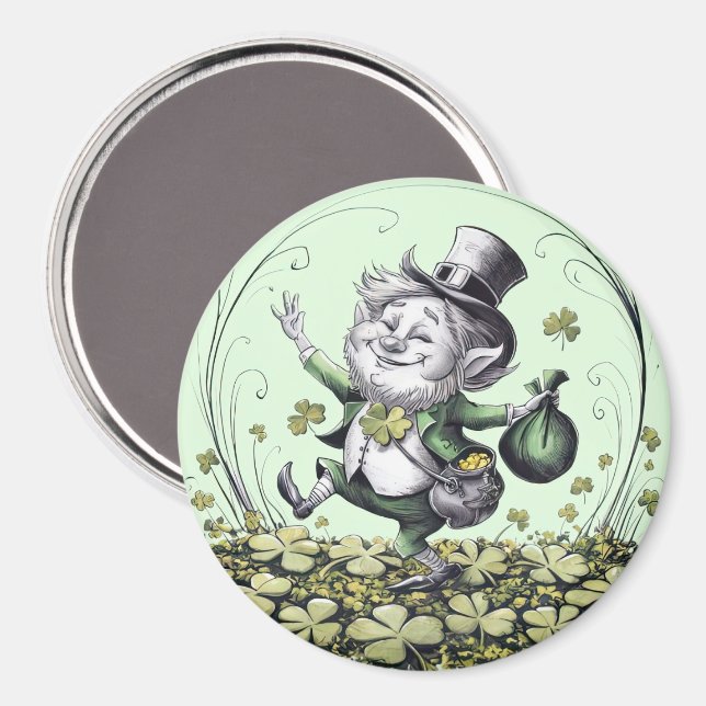 Imán Lucky Irish Leprechaun (Anverso/Reverso)