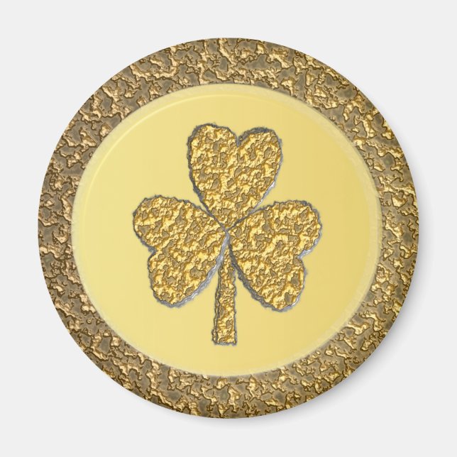 Imán Lucky Irish Shamrock Gold Coin (Frente)