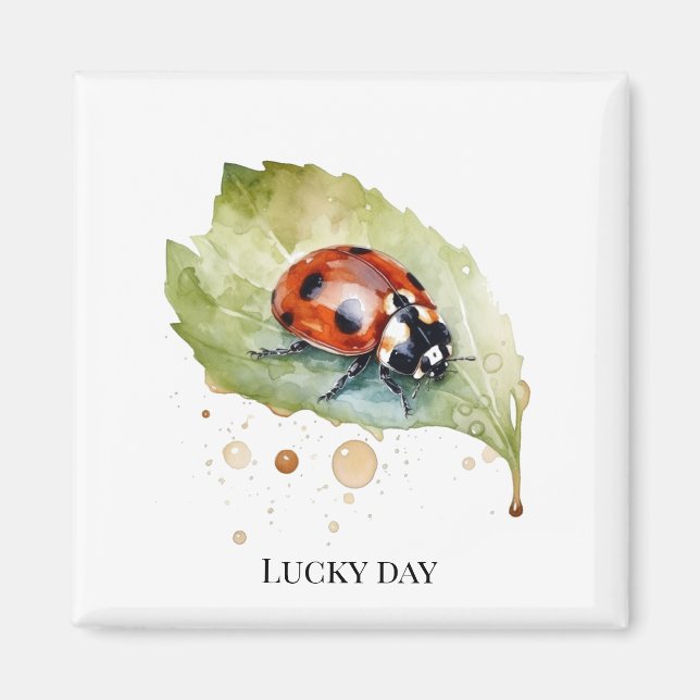 Imán Lucky Ladybug en Leaf (Frente)