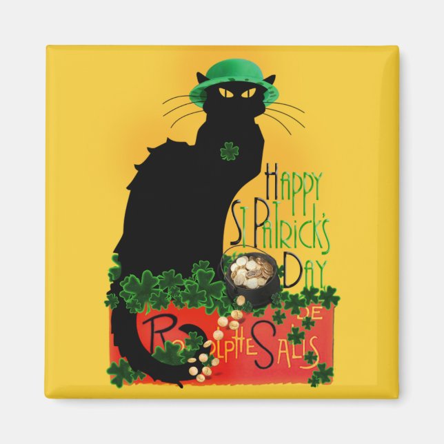 Imán Lucky Le Chat Noir St. Patrick's Day (Frente)