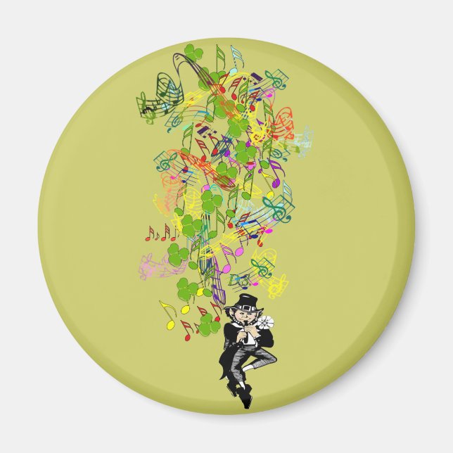 Imán Lucky Leprechaun Con Shamrock (Frente)