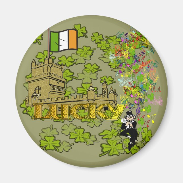 Imán Lucky Leprechaun y su castillo irlandés (Frente)
