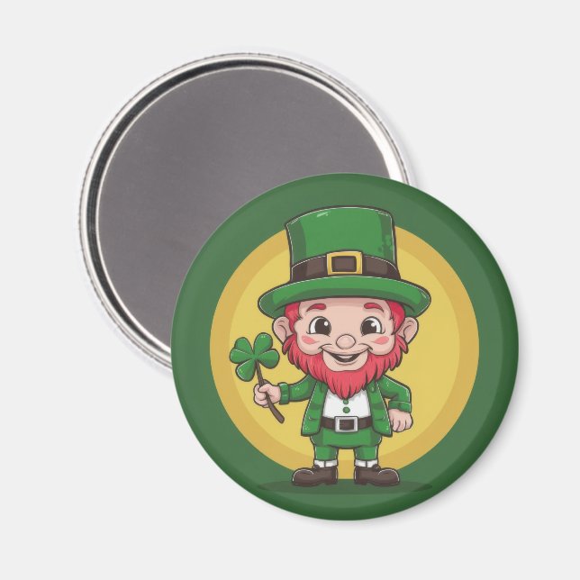 Imán Lucky Leprechaun y trébol (Anverso/Reverso)
