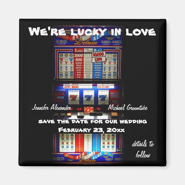 Imán Lucky Love Casino Slot Machine Save the Date (Frente)