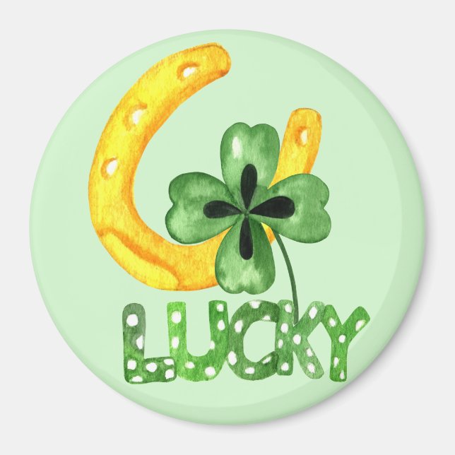Imán Lucky Shamrock & Horseshoe (Frente)