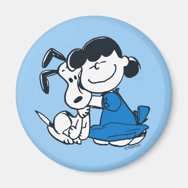 Imán Lucy Hugging Snoopy (Frente)