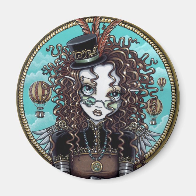 Imán "Lucy" Punk de vapor Aire Globo Fairy Art Magnet (Frente)