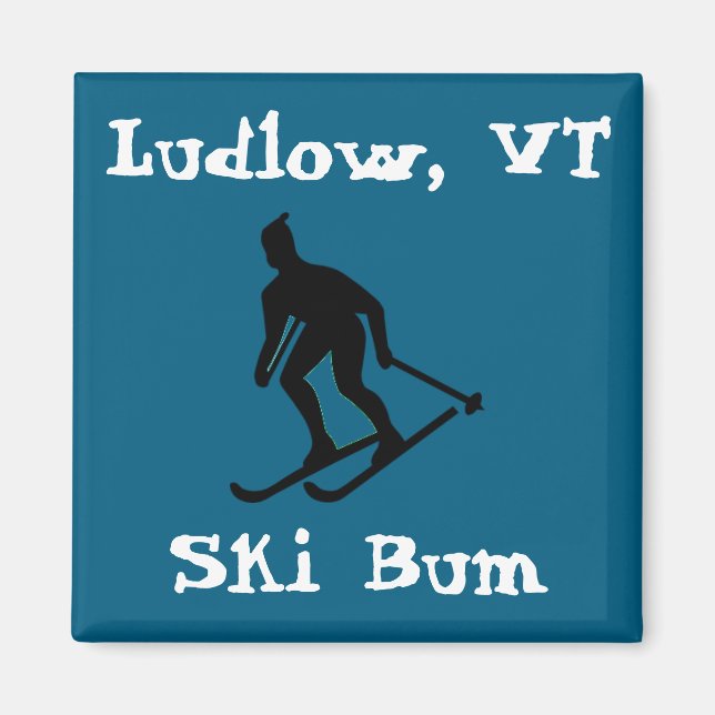 Imán Ludlow, VT Vermont Ski Bum (esquí de montaña verde (Frente)