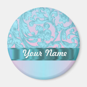 Imán Lugar adamascado rosa y azul pálido