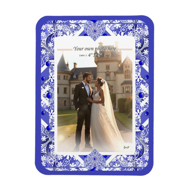 Imán Lugar cerámico Azul de grecia (Vertical)