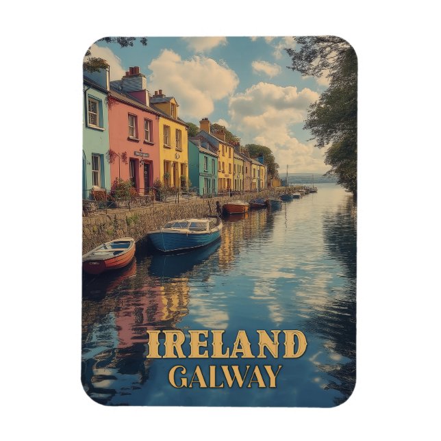 Imán Lugar de nacimiento de Galway Ireland Retro (Vertical)