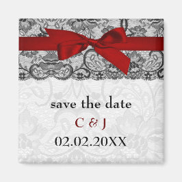 Imán Lugar falso y cinta roja, negro guardar la fecha