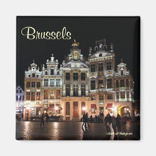 Imán Lugar magnífico en Bruselas, Bélgica en la noche