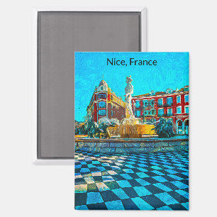 Imán Lugar Massena de Niza Francia Pintura al Óleo