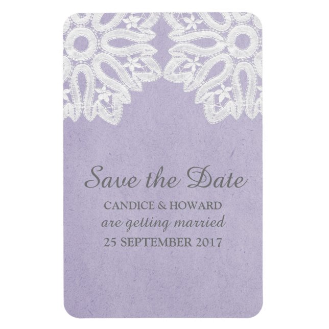 Imán Lugar Purple Elegant Save the Date Flexi Magnet (Vertical)