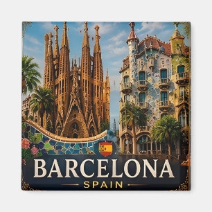 Imán 🧲 Lugares emblemáticos de Barcelona Recuerdo de v