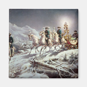 Imán Luis II de Baviera Sleighing en la noche