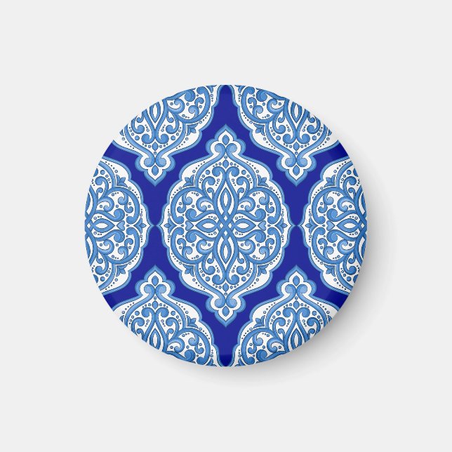 Imán Lujo blanco-azul, ornamento turco. (Frente)