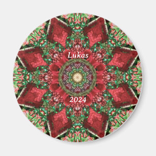 Imán LUKAS 2024 ~ Kaleidoscopio rojo, verde y amarillo