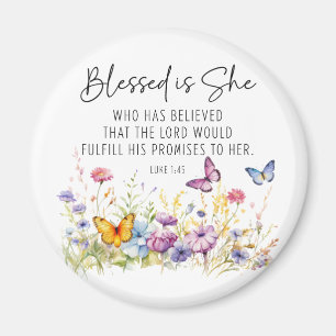 Imán Luke 1:45 bendecida es su flor salvaje de la escri
