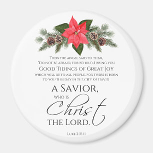 Imán Luke 2:10-11 Navidades de Poinsettia Scripture