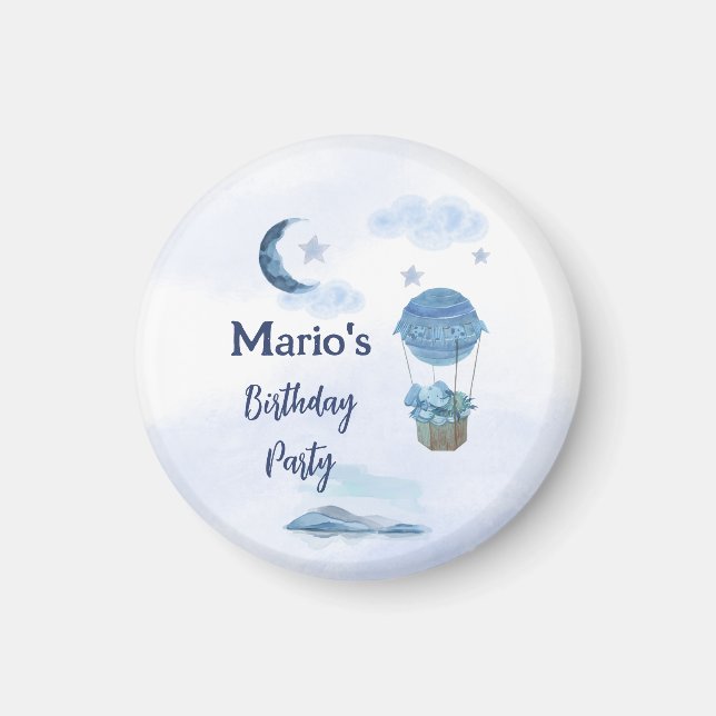 Imán Luna azul niño de cumpleaños pequeño elefante (Frente)