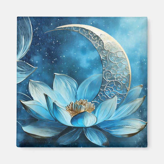 Imán Luna celeste y flor de loto (Frente)