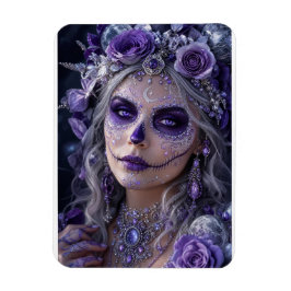 Imán Luna de Amatista Calavera – Día de Muertos Púrpura