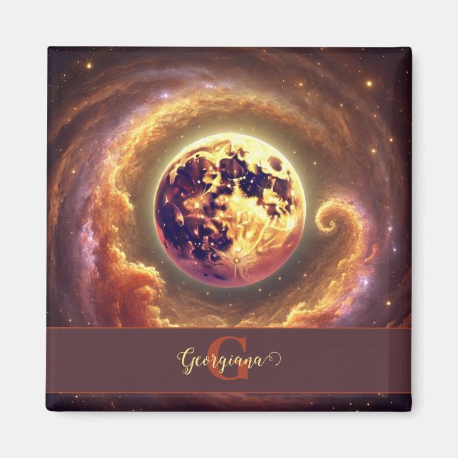 Imán Luna de la Galaxia otoñal personalizada (Frente)