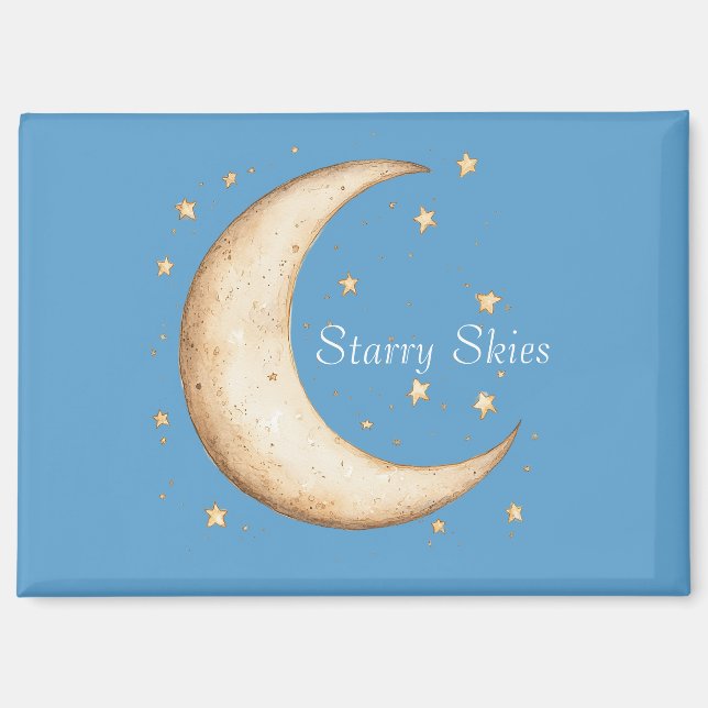 Imán Luna Estrellas Cielos Oro Acuático (Anverso)